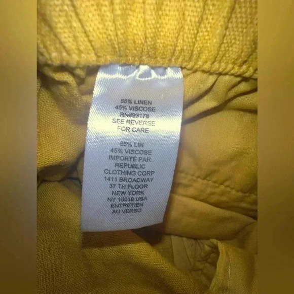 Chelsea & Theodore Linen blend Wide Leg cropped Pant Sz 12 Mustard - Picture 5 of 11